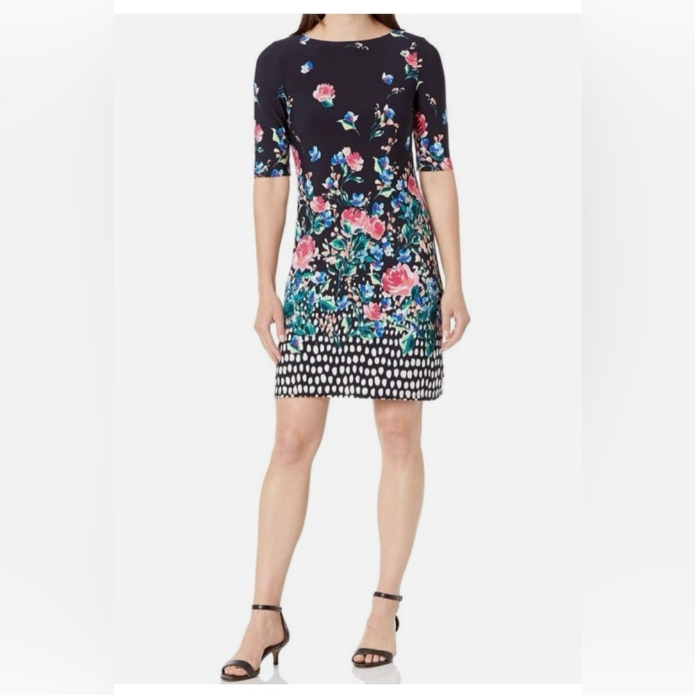 Eliza J petite navy floral dress 0P